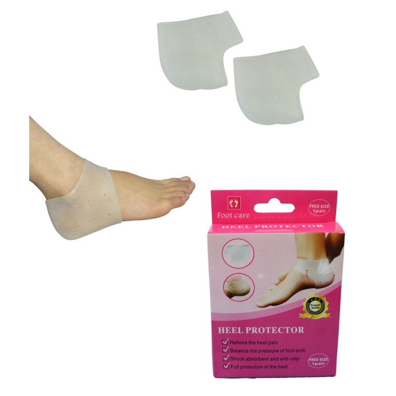 Pair of Silicone Gel Heel Protector Plantar Fasciitis Pain Relief Cushion Unisex 5502 (Parcel Rate)