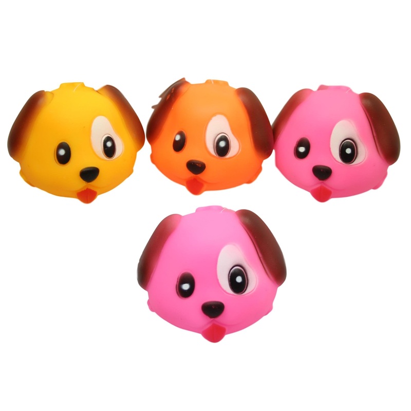 Pet Dog Toy Squeaky Dog Head Ball 8 cm Assorted Colours 5364 (Parcel Rate)