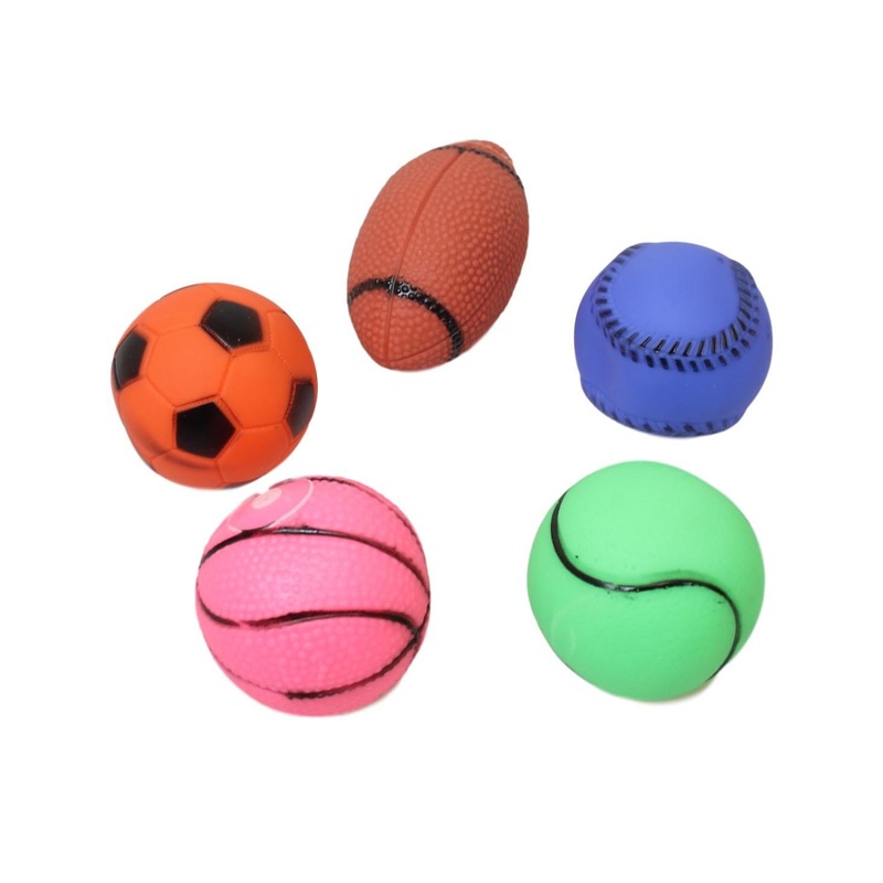 Pet Dog Toy Squeaky Sports Balls Pack of 5 Assorted Colours 5578 (Parcel Rate)