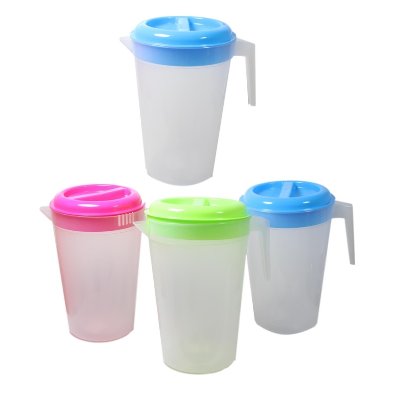 Plastic Water Kitchen Jug with Lid 27 x 17 cm Assorted Colours 5539 (Parcel Rate)