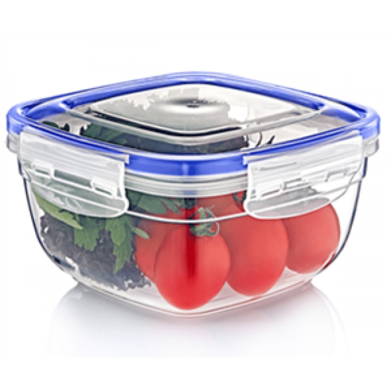 Square Clear Plastic Food Storage Container with Sealing Lid 2400ml D30105 (Parcel Rate)