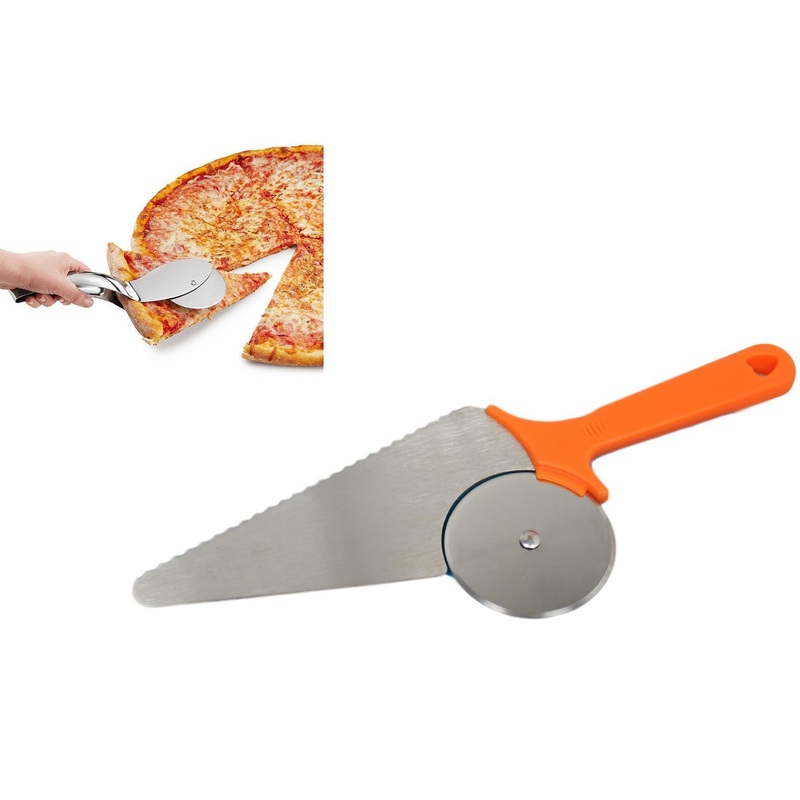 Stainless Steel 2 in 1 Pizza Cutter Slice Service With Plastic Handle 28cm 5370 (Parcel Rate)