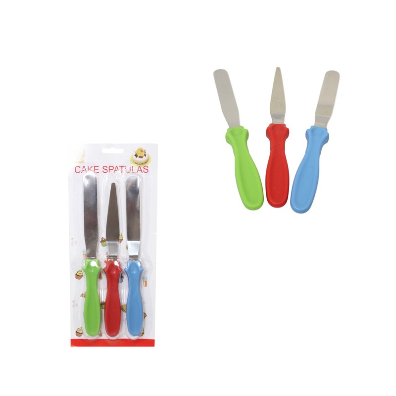 Stainless Steel Spatula Palette Smooth Set Cake Decorating Tools Kit 3 Pack 5371 (Parcel Rate)