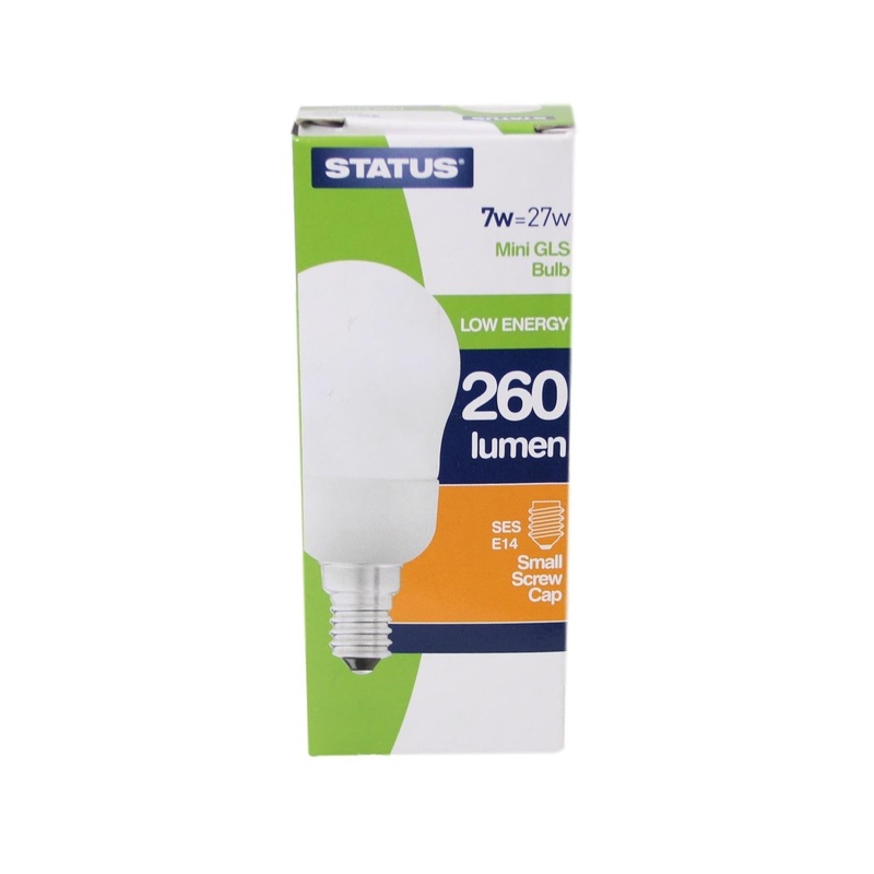Status 7W/27W Mini GLS Bulb Low Energy SES E14 Small Screw Cap 7SLEMPSES1PKB8 (Parcel Rate)