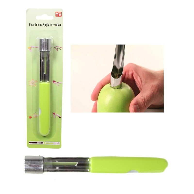 Steel Apple Corer Remover with Plastic Handle 17 cm Assorted Colours 3625 (Parcel Rate)