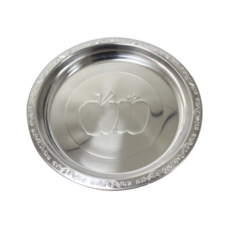 Steel Serving Food Dish Platter Plate Apple Design 50cm 5631 (Parcel Rate)