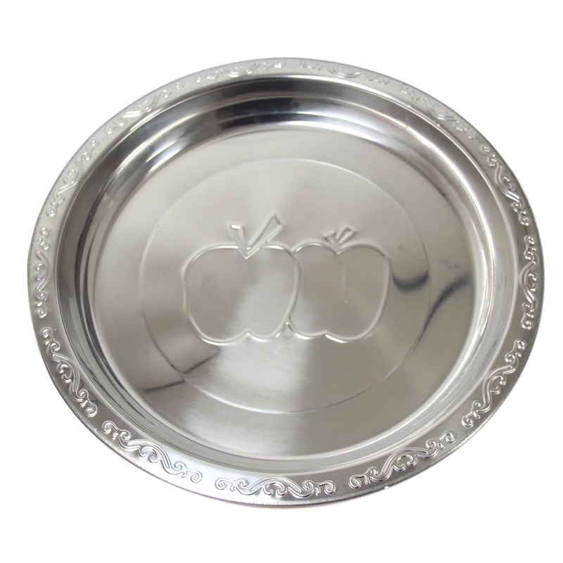Steel Serving Food Dish Platter Plate Apple Design 55cm 5632 (Parcel Rate)