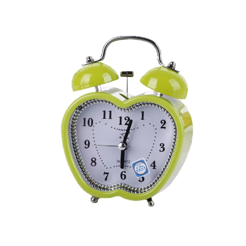 Apple Bedroom Alarm Clock with Bell Retro Design 8 cm Assorted Colours 0517 (Parcel Rate)