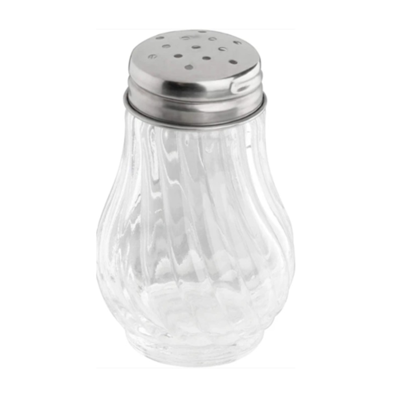 Clear Ribbed Glass Sugar Spices Cheese Jar Dispenser 10 x 5 cm 0469 (Parcel Rate)
