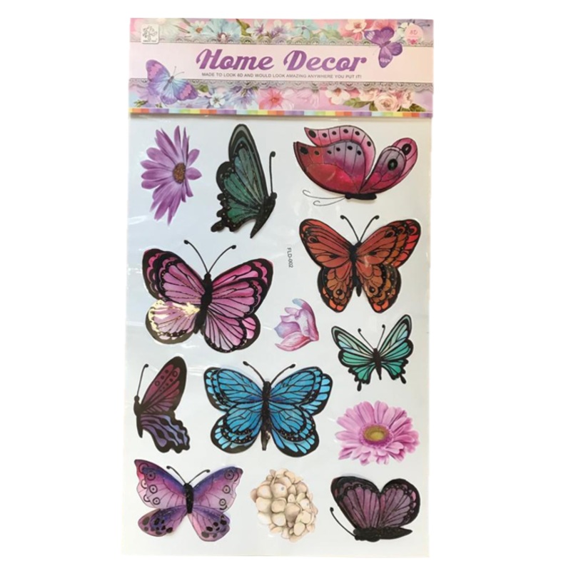 Room Decor 3D Effect Wall Stickers Butterfly Design 62 x 35 cm Assorted Designs and Colours 5091 (Parcel Rate)