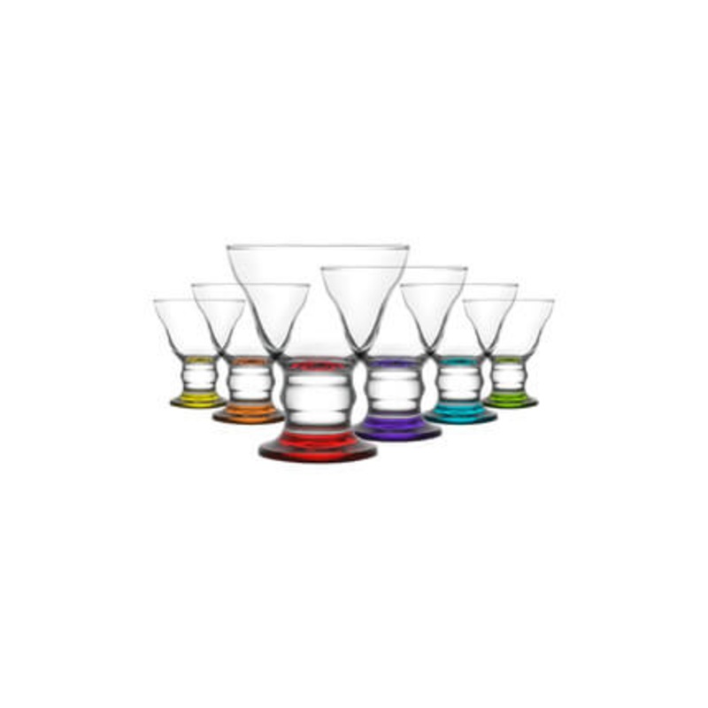 Orion Ice Cream Cup Glasses Set of 6 Coloured Base 250CC ORN319F A (Parcel Rate)