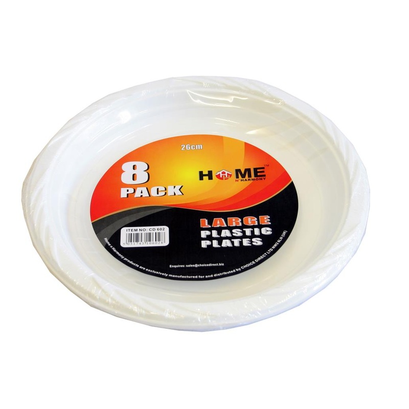 Plastic Plates – 26cm – Pack of 8 CD602 (Parcel Rate)