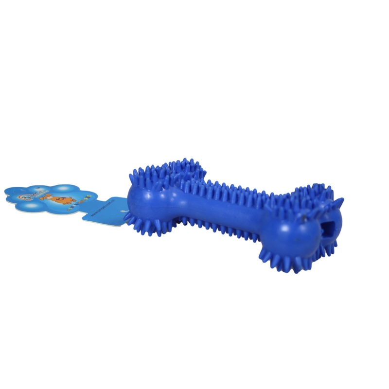 Rubber Spikey Dog Bone Fetching Teething Dog Bone Toy 13 cm Assorted Colours 0062 (Parcel Rate)