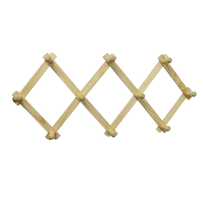 Wooden Diamond Style Door Wall Hook Cloth Coats Jackets Hanger 10 Studs 0932 (Parcel Rate)