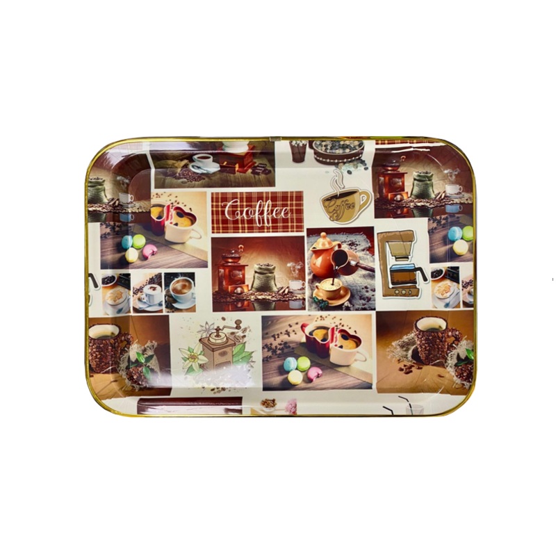Plastic Rectangle Coffee Tea Serving Tray with Printed Design 45 x 32 cm Assorted Designs 1390 (Parcel Rate)