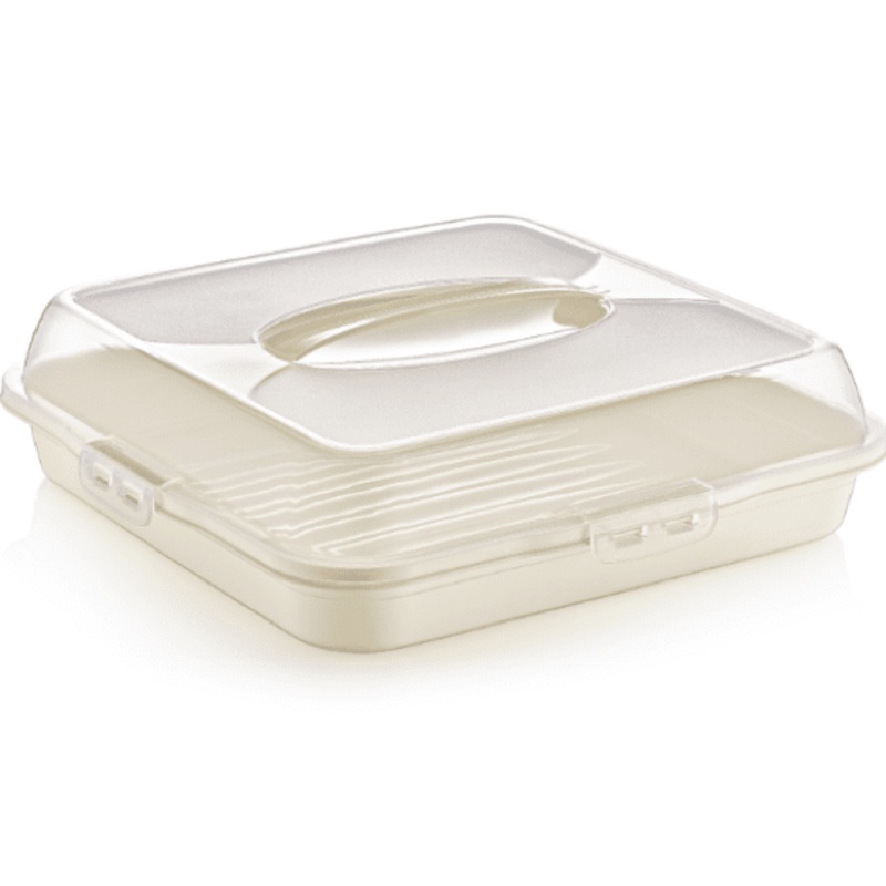Plastic Square Cake Pastry Party Brownie Tray Storage Carry Box with Cover Assorted Colours D30308 (Parcel Rate)