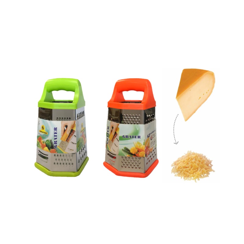 Large 6 Sided Hexagon Metal Cheese Shredder Grater 11.5 x 13 x 22 cm Assorted Colours 4767 (Parcel Rate)