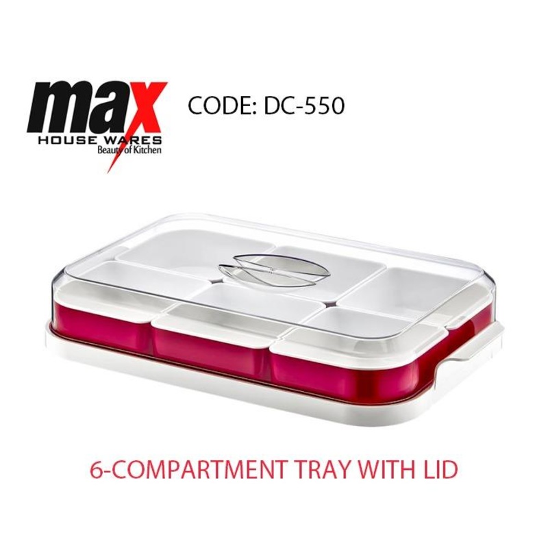 6 Compartment Tray With Lid Kitchen Home DC550 A (Parcel Rate)