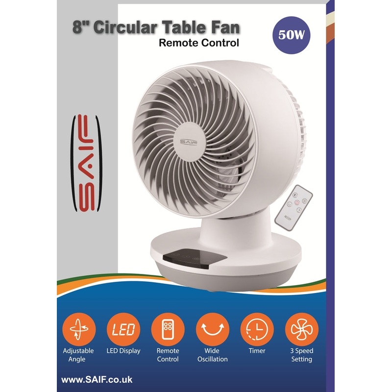 8″ Remote Control Circular Table Fan 50 Watt CF2982/F8 (Parcel Rate)