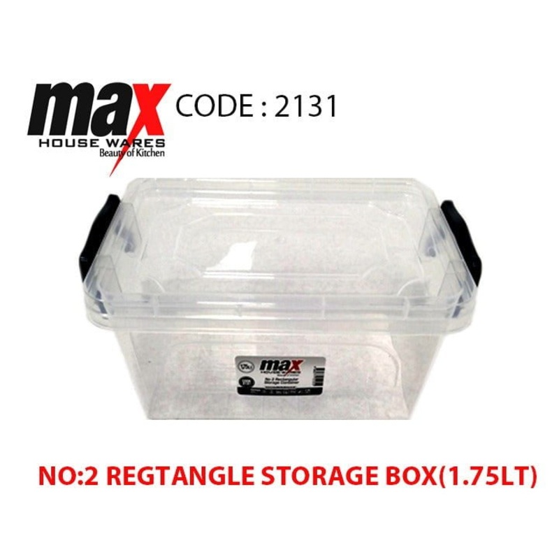Clear Plastic Rectangle Storage Box 1.75 Litre 20 x 14 x 10 cm 2131 (Parcel Rate)