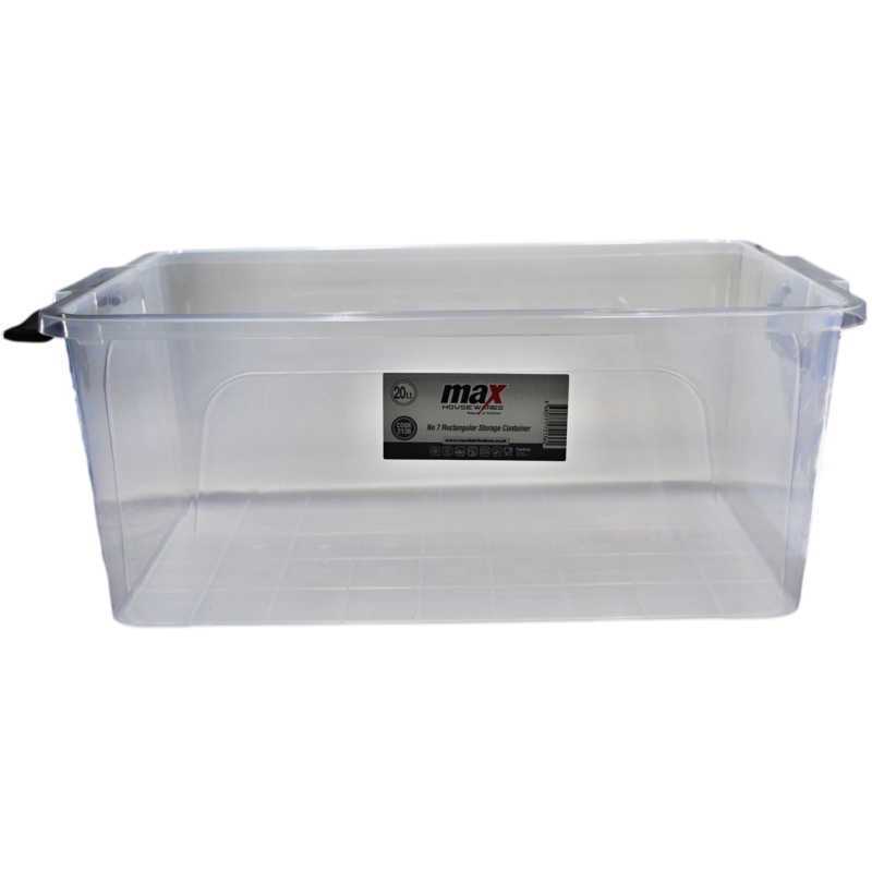 Clear Plastic Rectangle Storage Box 20 Litre 47 x 30 x 20 cm 2136 (Parcel Rate)