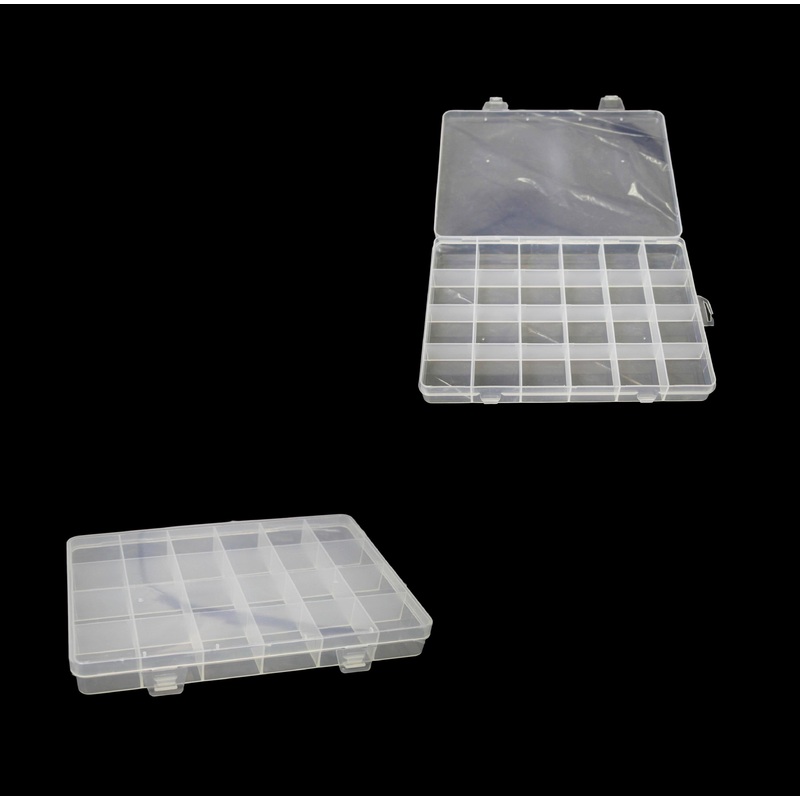 Plastic 24 Compartment Box Small Organiser Storage Craft Box 19 x 13 cm 2035 (Parcel Rate)