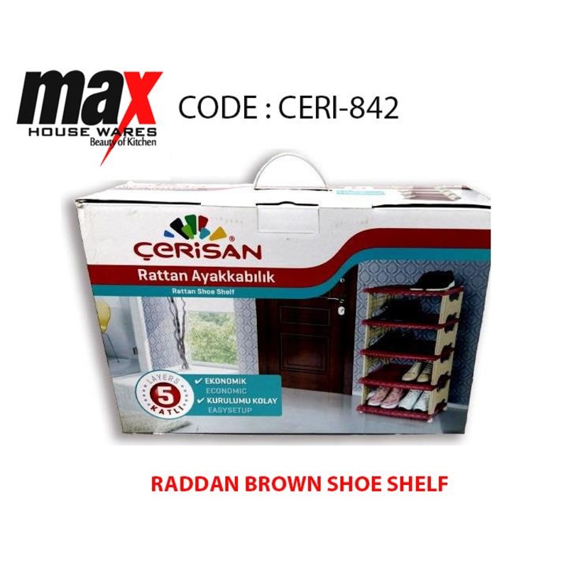 Raddan Shoe Shelf Brown 5 Layers Cloakroom CERI842 (Parcel Rate)