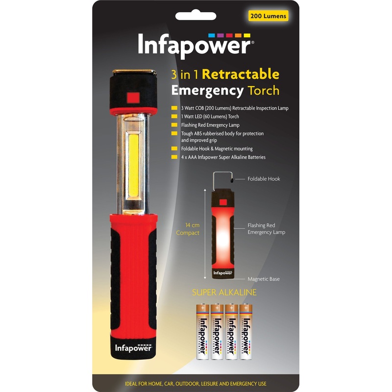 3 In 1 Retractable Emergency Torch Diy Home F050 (Parcel Rate)