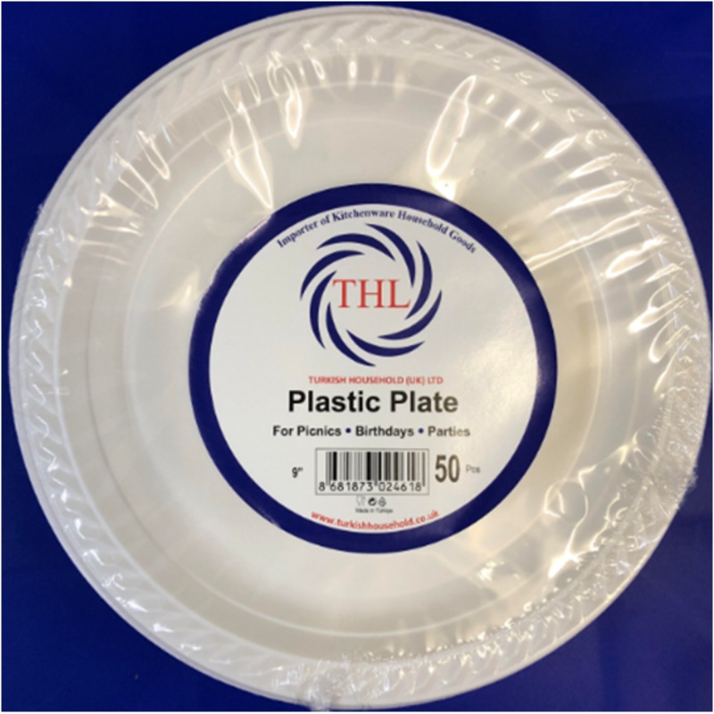 9″ White Plastic Plate Pack of 50 THL2461 A (Parcel Rate)
