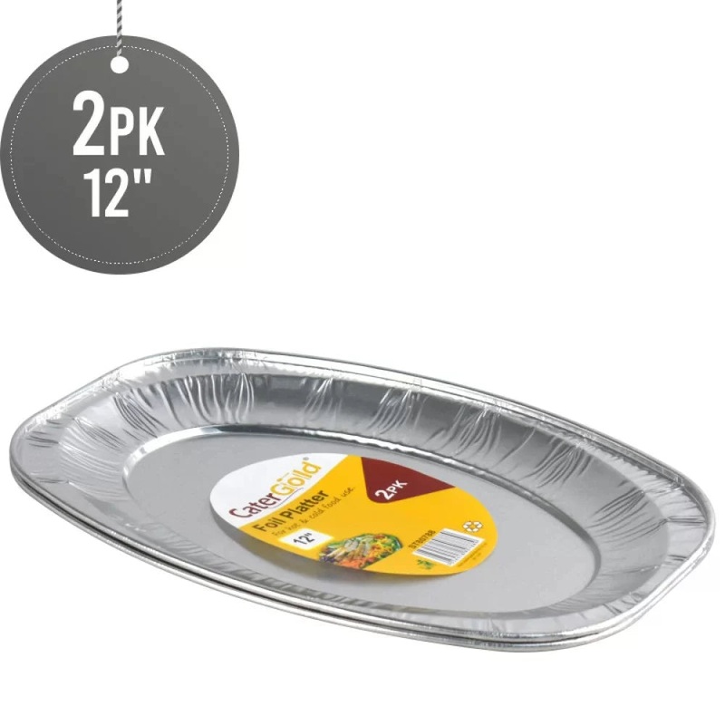 Aluminium Oval Foil Platter 12″ 2 Pack ST80788 (Parcel Rate)