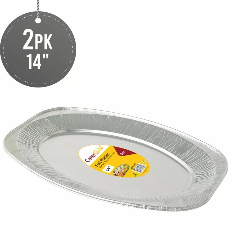 Aluminium Oval Foil Platter 14″ 2 Pack ST80789 (Parcel Rate)
