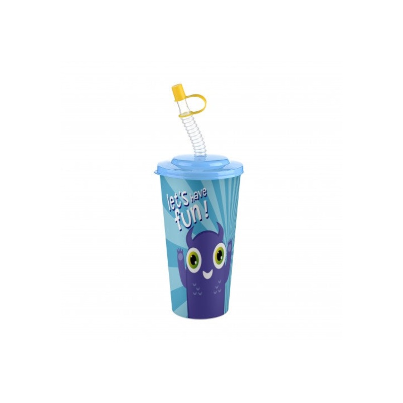 Plastic Juice Cup with Straw 650ml Assorted ‘So Cute’ Designs and Colours AP9128 (Parcel Rate)