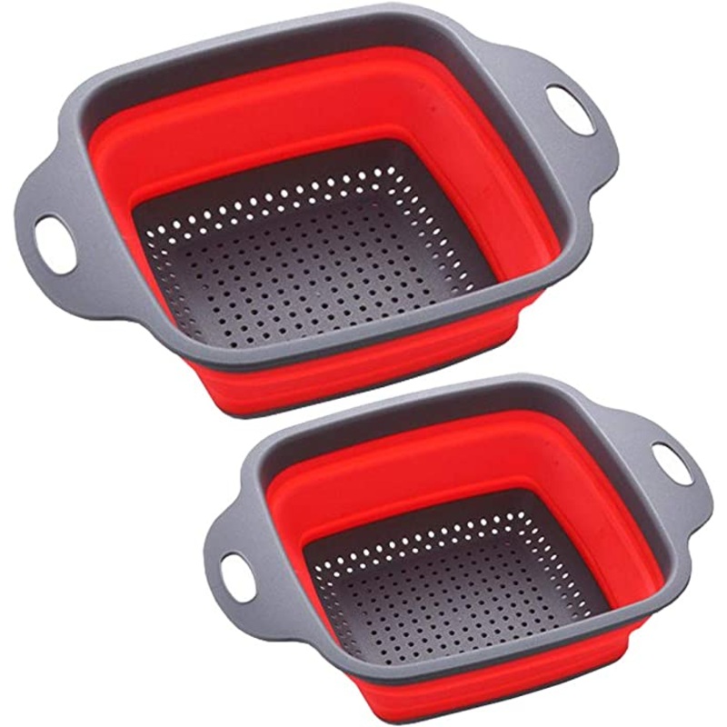 SQ Silicone Folding Colander Square Red 20 x 20 x 8cm 9465 (Parcel Rate)