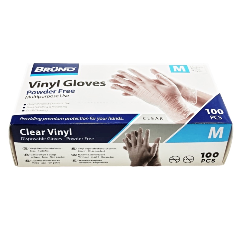 100 Medium Disposable Vinyl Clear Examination Gloves Powder Free Latex Free Gloves  VG002 (Parcel Rate)
