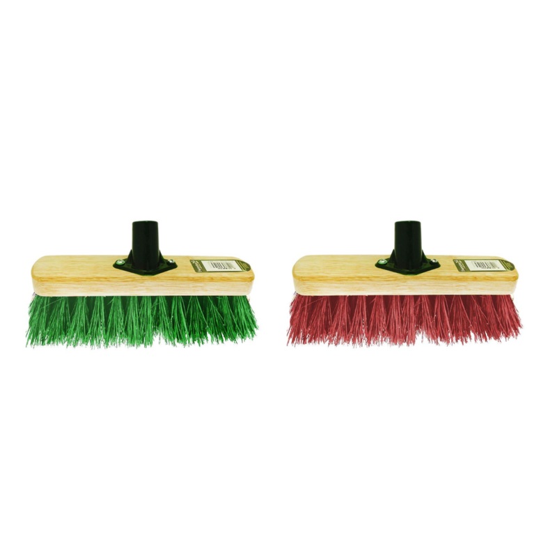 12” Kingswood PVC Bristle Brush Head Assorted Colours Green / Red 51063 (Parcel Rate)