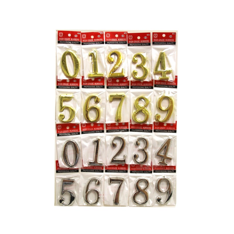 3D Self Adhesive Plastic House Door Numbers Pack of 20 Assorted Numbers 0 – 9 Assorted Colours 6059 (Parcel Rate)