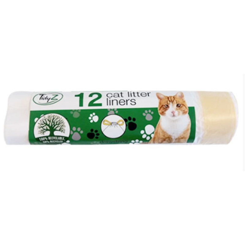 Cat Litter Tray Bin Bag Liners with Drawstring 70 x 45 cm Roll of 12 B0367 (Parcel Rate)