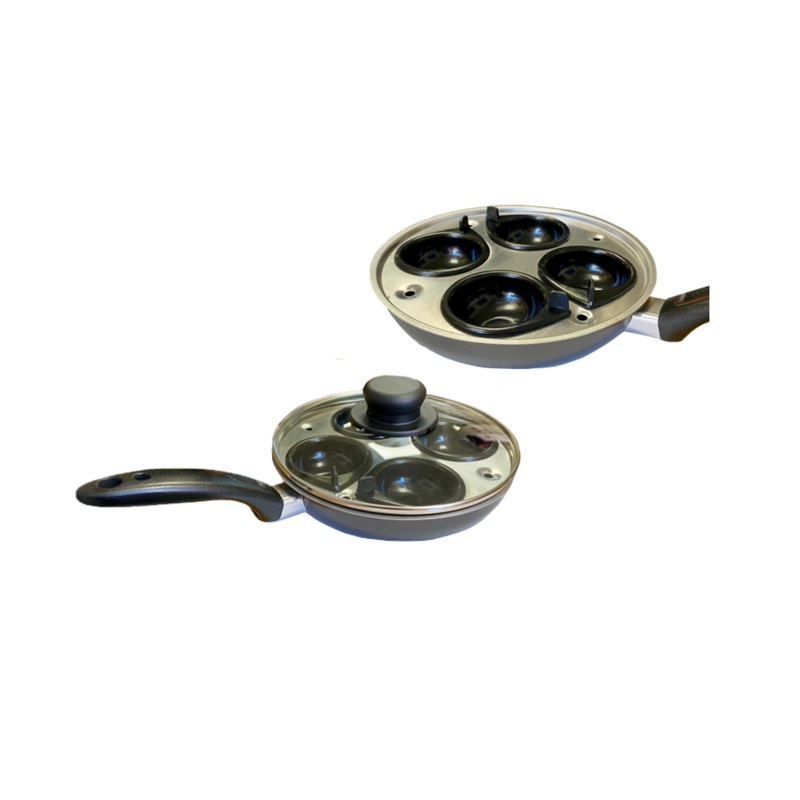 Metal 4 Egg Poach Boiling Pan with Glass Lid 20cm EGG1 (Parcel Rate)