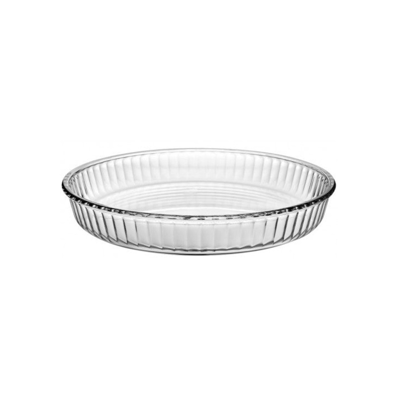 PB Borcam Round Glass Desserts Flan Cheesecake Tart Dish 2.95 Litre 32cm x 5cm 59014 (Parcel Plus Rate)
