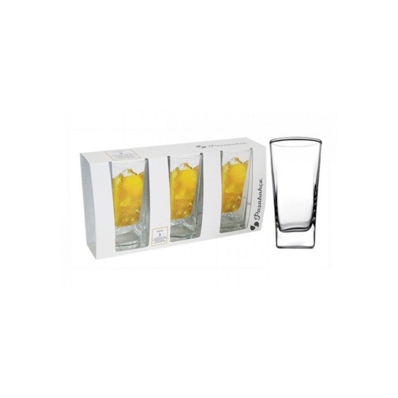 PB Carre Long Drinking Glasses 305ml Pack of 3 41300 (Parcel Plus Rate)