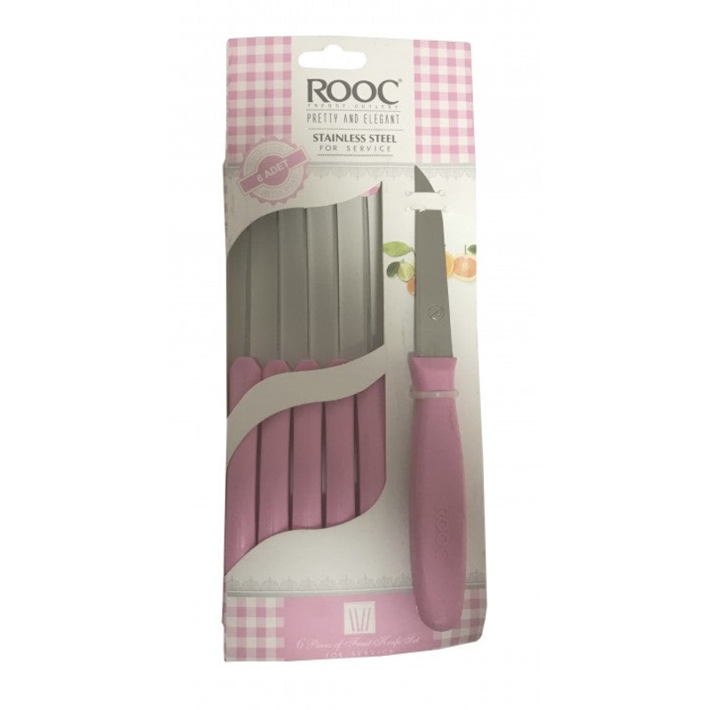 ROOC Stainless Steel Multipurpose Fruit Knife Set of 6 Assorted Colours MYV06 (Parcel Rate)