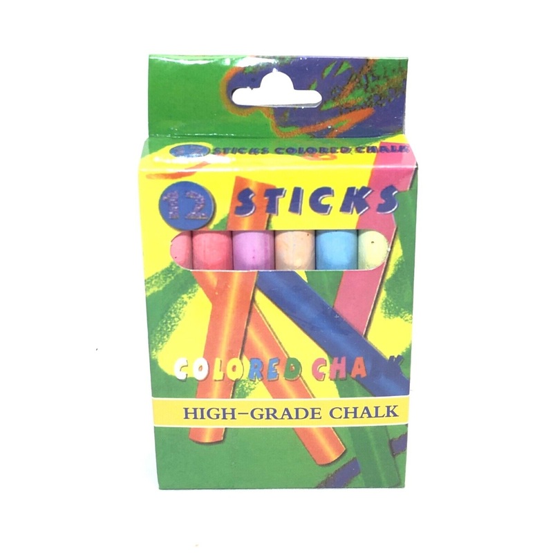 Coloured Chalk Sticks Pack of 12 Assorted Colours 9732 (Parcel Rate)