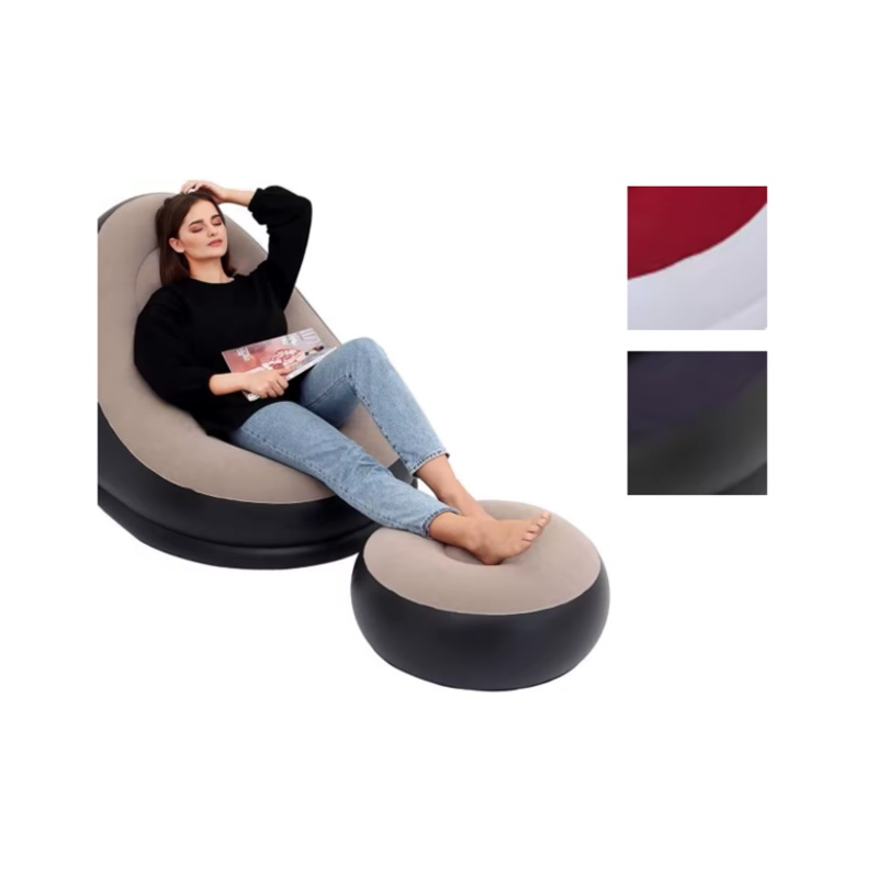 Inflatable Sofa Chair Single Size with Foot Stool 116 x 98 x 83cm Assorted Colours 7888 (Parcel Rate)