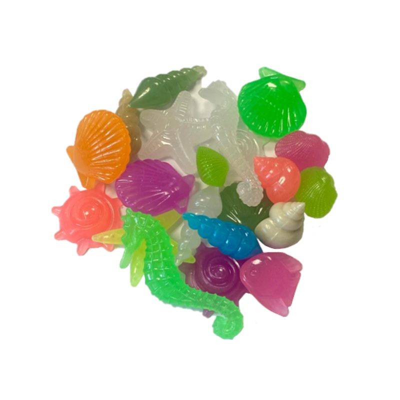 Plastic Aquarium Fish Tank Luminous Sea Life / Shells Decoration 70g Assorted Designs and Colours 7931 (Large Letter Rate)