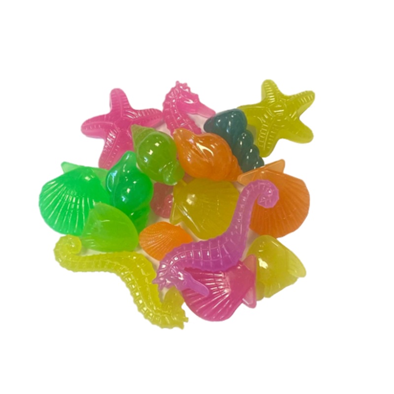 Plastic Aquarium Fish Tank Luminous Sea Life / Shells Decoration 70g Assorted Designs and Colours 7932 (Large Letter Rate)