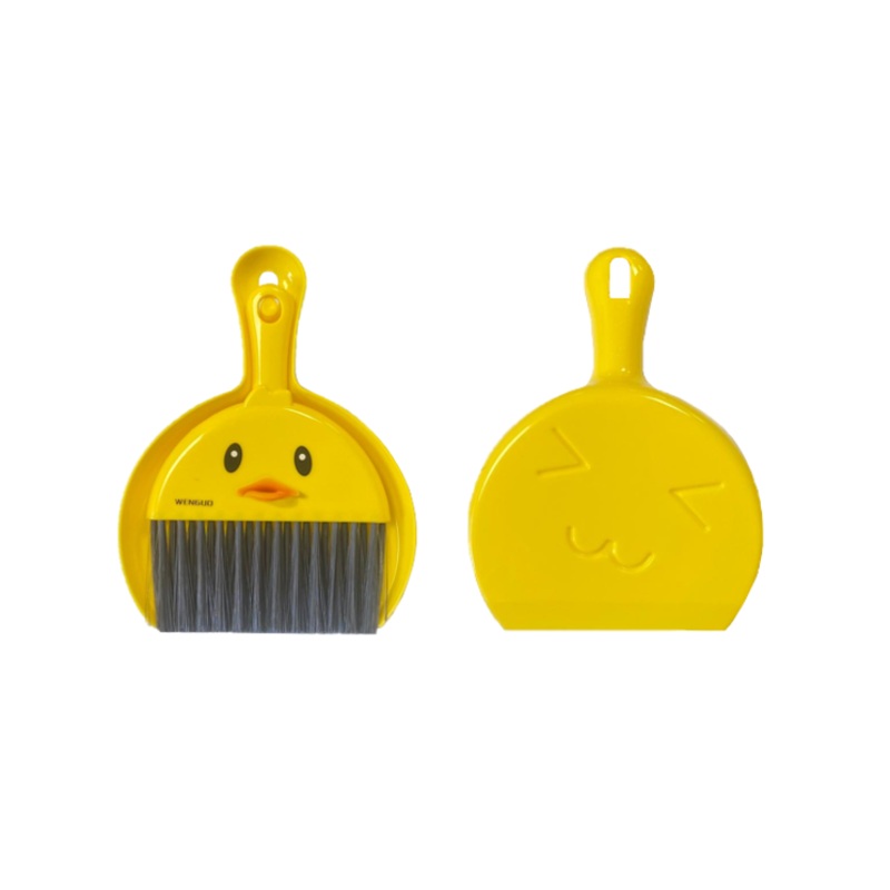 Plastic Mini Dustpan and Brush Set Cartoon Chicken Face Design 20.5 x 16 cm Yellow 7842 (Parcel Rate)