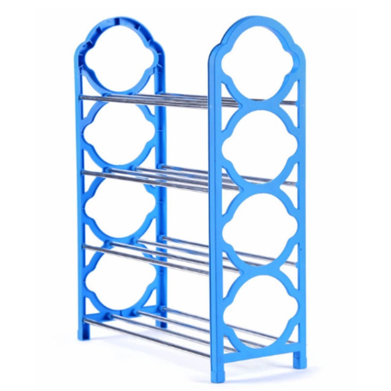 Plastic Shoe Organiser Rack 4 Tier 59 x 18 cm Assorted Colours 6813 (Big Parcel Rate)