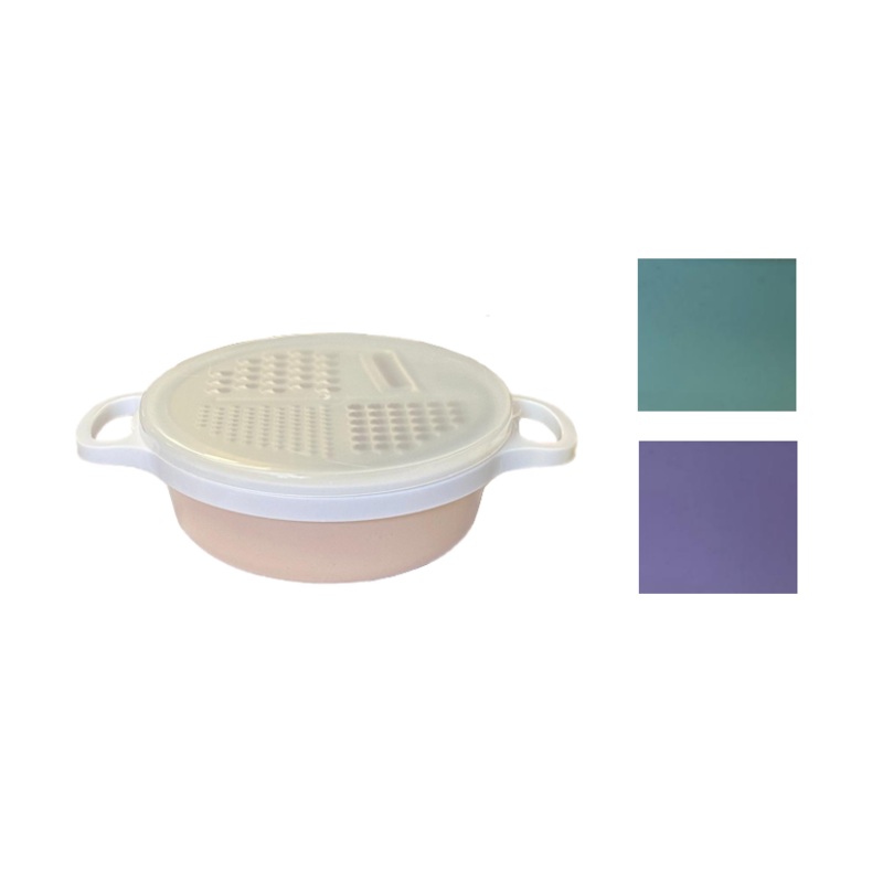 Round Plastic Box Grater with Cover 19 x 7cm Assorted Colours 7847 (Parcel Rate)
