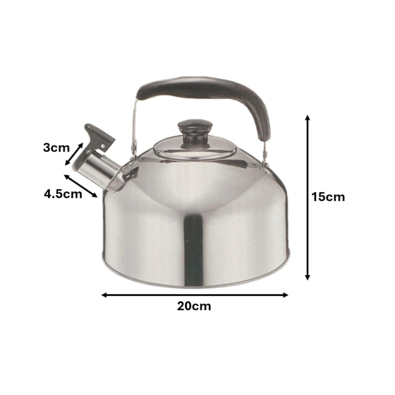 Stainless Steel Metal  Whistling Camping Kettle 2.5L 7893 (Parcel Rate)