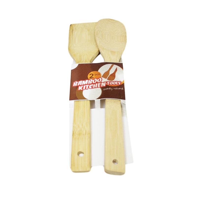 Wooden Bamboo Baking Cooking Spoon 29cm Set of 2 5856 (Large Letter Rate)